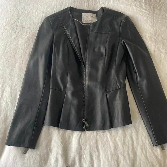 Zara | Jackets & Coats | Zara Peplum Faux Leather Jacket